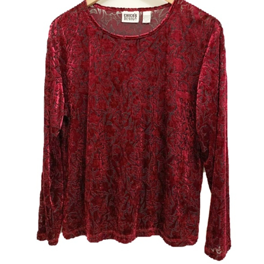 Chicos XL Velvet Burnout Floral Top Blouse Vamp Whimsigoth 3